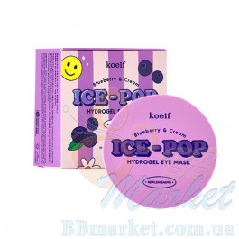 Гідрогелеві патчі для очей з лохиною та вершками KOELF Blueberry & Cream Ice-Pop Hydrogel Eye Mask 60шт (Термін придатності: до 17.07.2024)